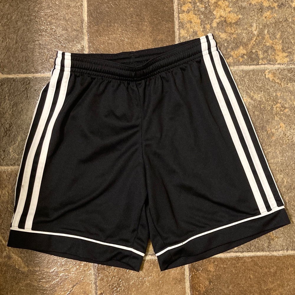 Adidas youth Black Athletic Shorts with stripes